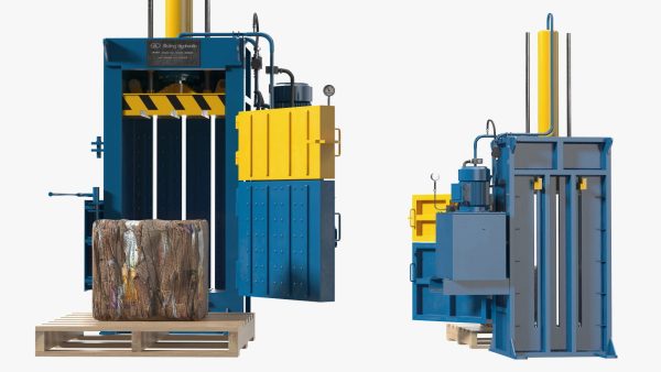Bailing Machine Blue with Cardboard Briquette