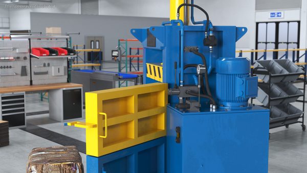 Bailing Machine Blue with Cardboard Briquette