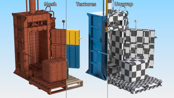 Bailing Machine Blue with Cardboard Briquette