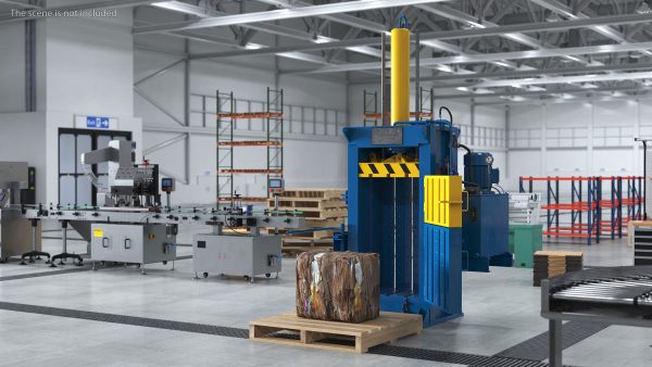 Bailing Machine Blue with Cardboard Briquette