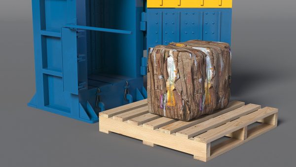 Bailing Machine Blue with Cardboard Briquette