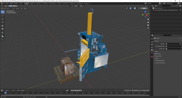 Bailing Machine Blue with Cardboard Briquette