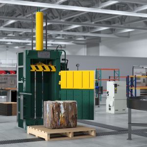 Bailing Machine Green with Cardboard Briquette