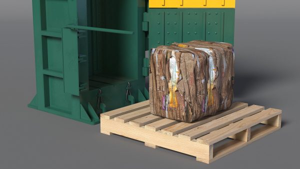Bailing Machine Green with Cardboard Briquette