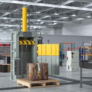Bailing Machine Grey with Cardboard Briquette