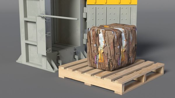 Bailing Machine Grey with Cardboard Briquette