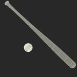 Baseball and Wooden Baseball Bat
