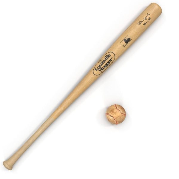 Baseball and Wooden Baseball Bat