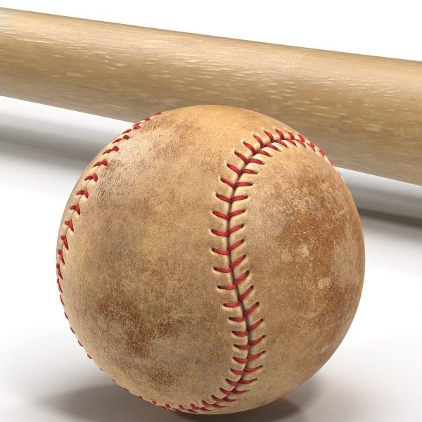 Baseball and Wooden Baseball Bat