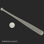 Baseball and Wooden Baseball Bat