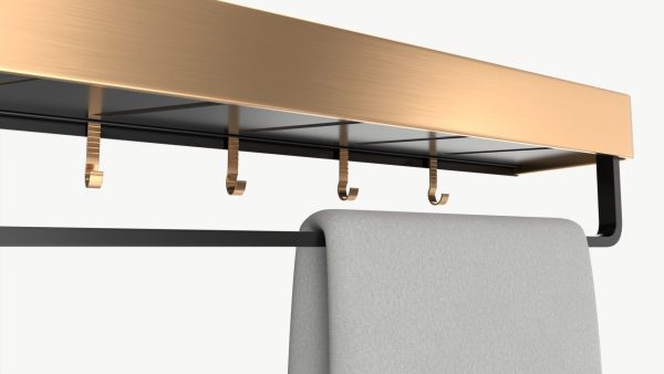 Bathroom shelf with rack and towel