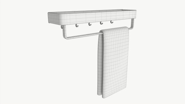 Bathroom shelf with rack and towel