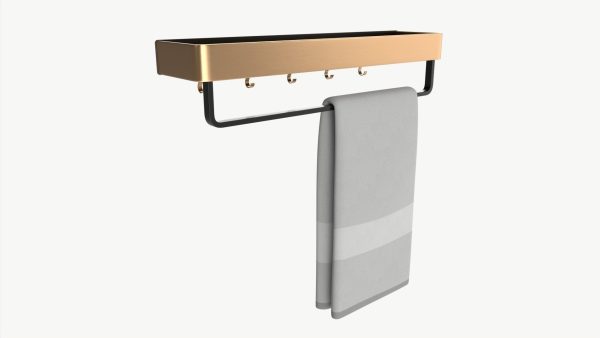 Bathroom shelf with rack and towel