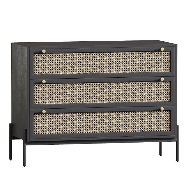Black rattan chest of drawers