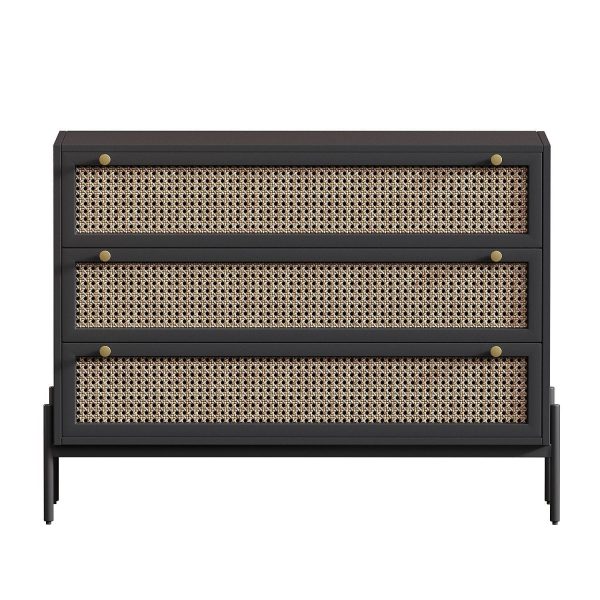 Black rattan chest of drawers