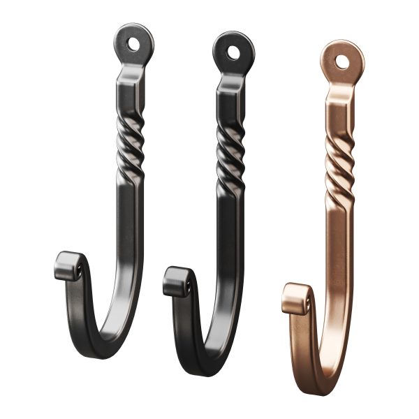 Black Wrought Iron Wall Mount Hooks