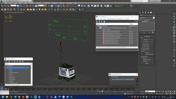Blue Delivery Robot Kiwibot Rigged for Cinema 4D