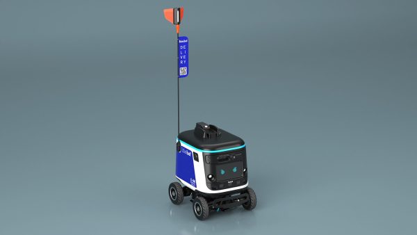 Blue Delivery Robot Kiwibot Rigged for Cinema 4D