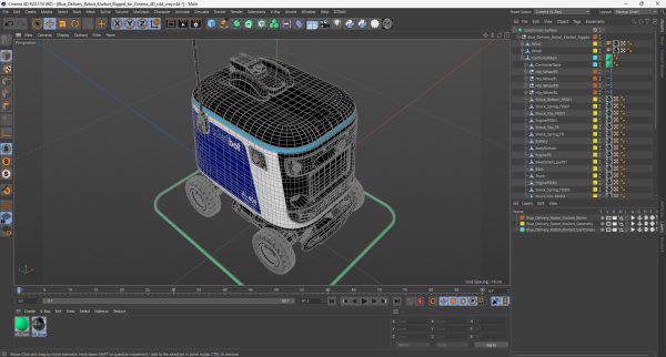 Blue Delivery Robot Kiwibot Rigged for Cinema 4D