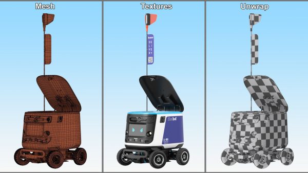 Blue Delivery Robot Kiwibot Rigged for Cinema 4D