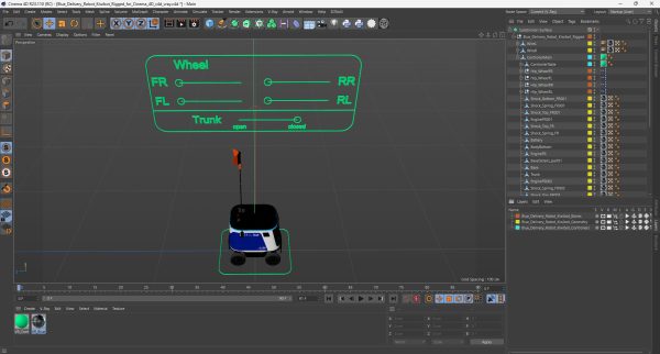 Blue Delivery Robot Kiwibot Rigged for Cinema 4D