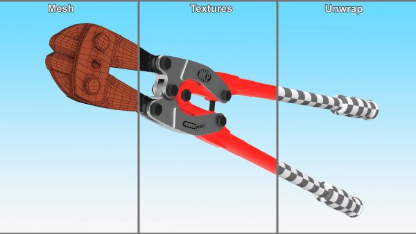 Bolt Cutter Hand Tool Red Rigged