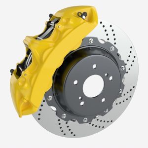 Brake disk with caliper