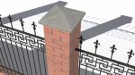 Brick and Metal Fence with Ornamental Ironwork