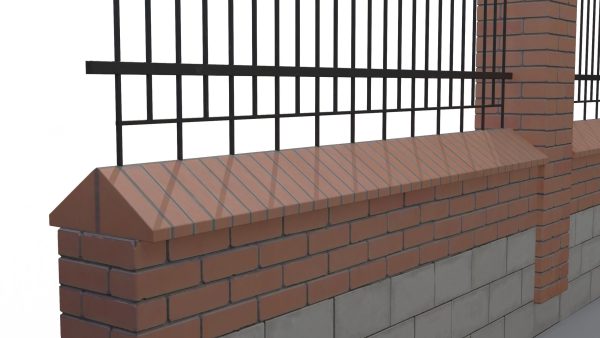 Brick and Metal Fence with Ornamental Ironwork