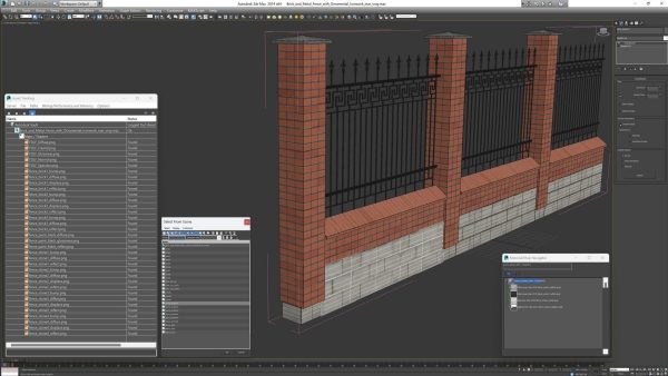 Brick and Metal Fence with Ornamental Ironwork