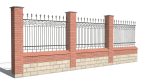 Brick and Metal Fence with Ornamental Ironwork