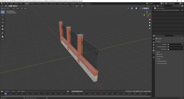 Brick and Metal Fence with Ornamental Ironwork