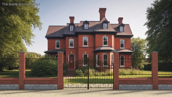 Brick and Metal Fence with Ornamental Ironwork