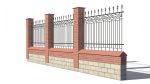 Brick and Metal Fence with Ornamental Ironwork