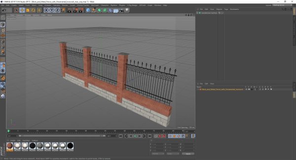 Brick and Metal Fence with Ornamental Ironwork