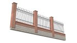 Brick and Metal Fence with Ornamental Ironwork