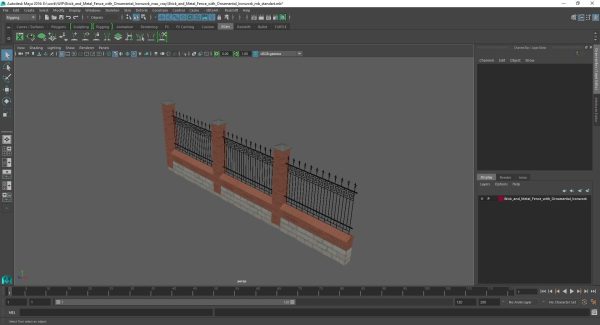 Brick and Metal Fence with Ornamental Ironwork
