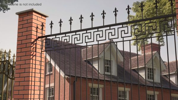 Brick and Metal Fence with Ornamental Ironwork