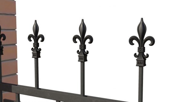 Brick and Metal Fence with Ornamental Ironwork