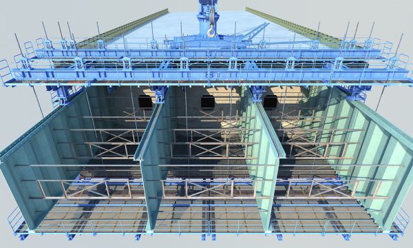 Bridge construction hanging basket