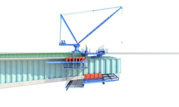 Bridge construction hanging basket
