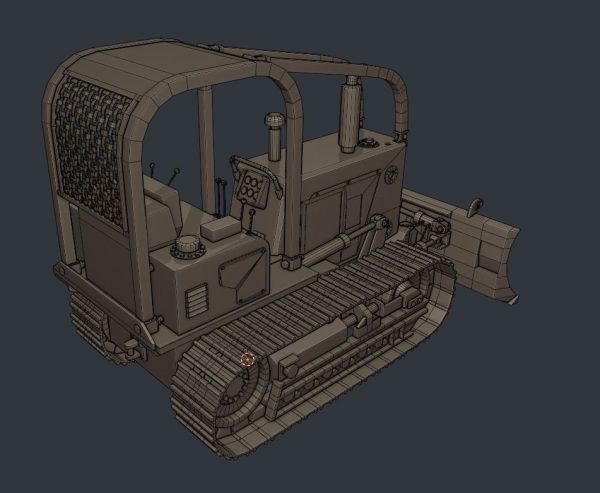 Bulldozer Low Poly PBR