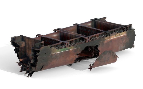 Burned and destroyed ship