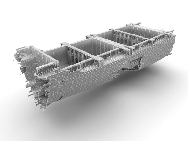 Burned and destroyed ship