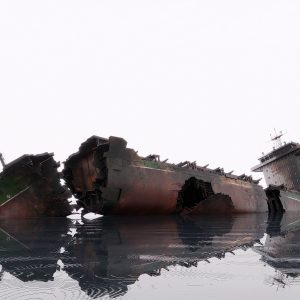 Burned and destroyed ship