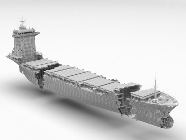 Burned and destroyed ship