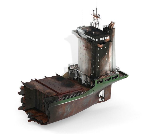 Burned and destroyed ship