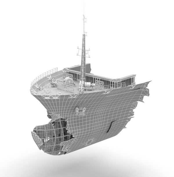 Burned and destroyed ship
