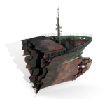 Burned and destroyed ship