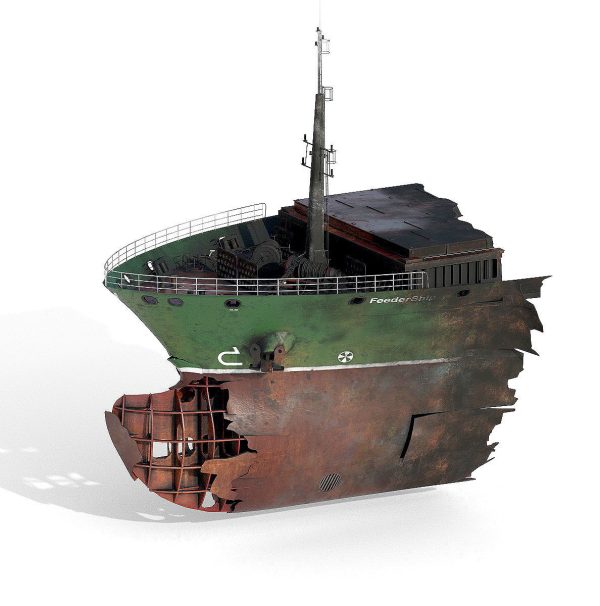 Burned and destroyed ship